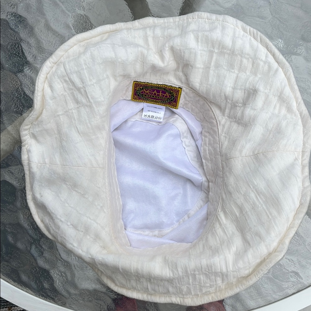 Scala White Bucket Hat with Brown Accents - Picture 6 of 8
